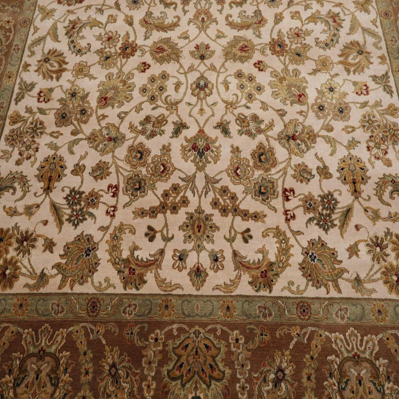 8'1'' x 9'11'' Hand Knotted 100% Wool Agra 200 KPSI Oriental Area Rug Beige