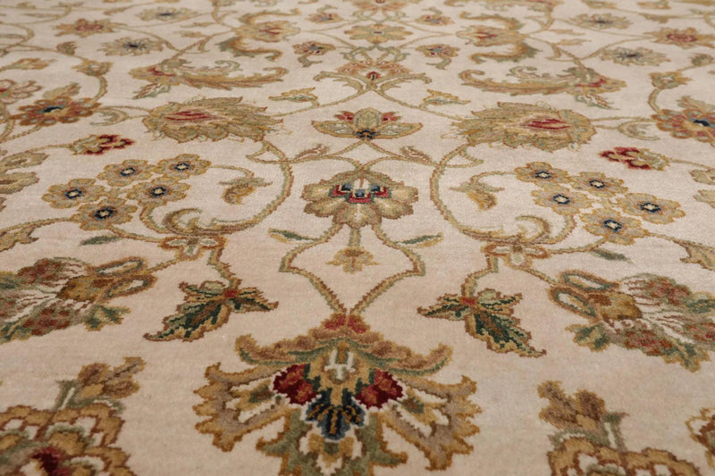 8'1'' x 9'11'' Hand Knotted 100% Wool Agra 200 KPSI Oriental Area Rug Beige
