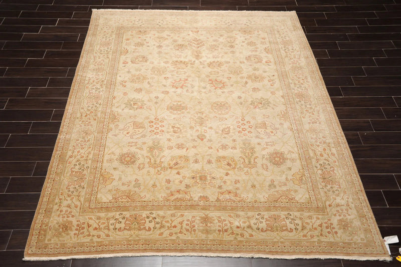 8x10 Beige, Tan Hand Knotted 100% Wool Peshawar Traditional Oriental Area Rug