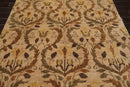5'11" x 8'10" Hand Knotted Botanical New Zealand Wool Oriental Area Rug Tan