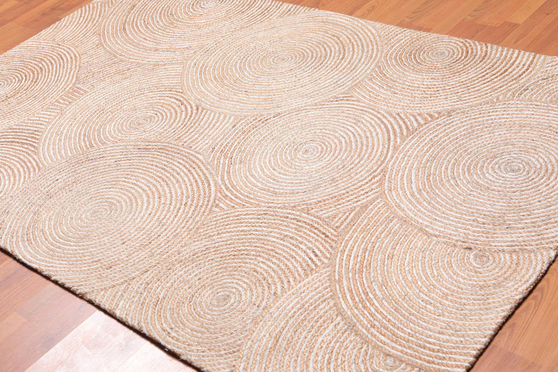 4'9" x 7'9" Hand Braided Sisal & Wool Area Rug Contemporary Beige