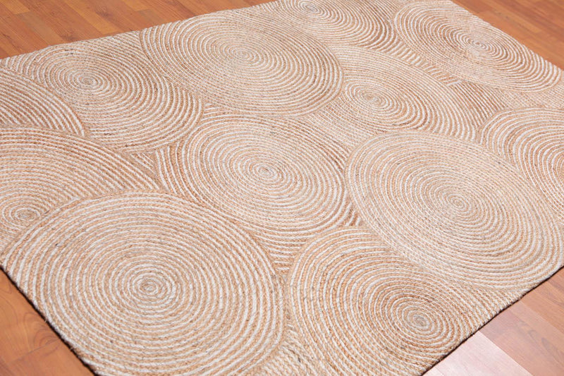 4'9" x 7'9" Hand Braided Sisal & Wool Area Rug Contemporary Beige