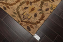 5'11" x 8'10" Hand Knotted Botanical New Zealand Wool Oriental Area Rug Tan