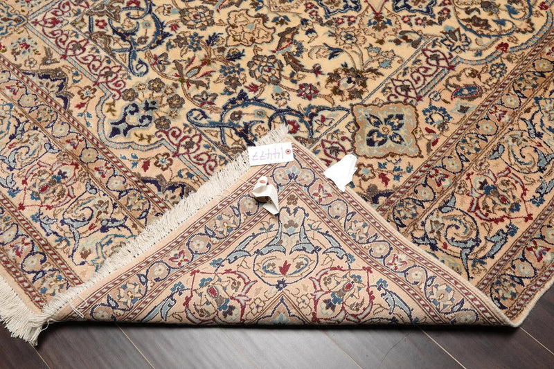 6'8'' x 9'3'' Hand Knotted Wool & Silk Nain 200 KPSI Oriental Area Rug Ivory