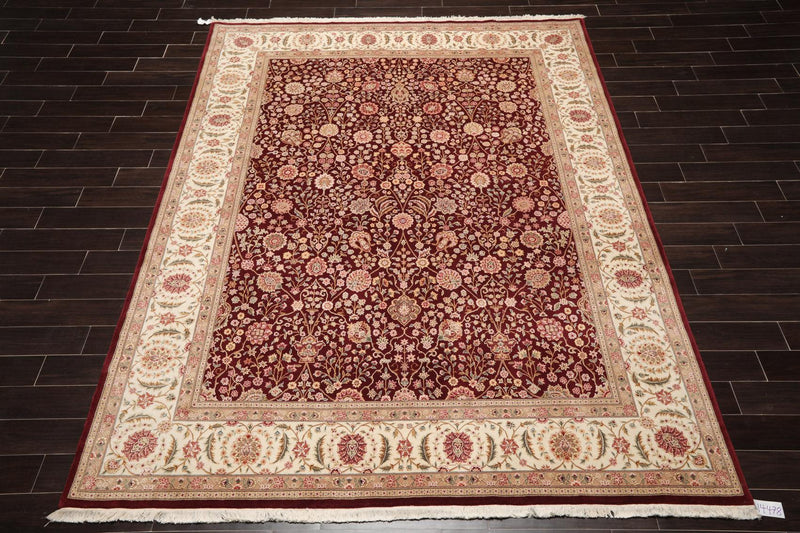8'2" x 10'8" Hand Knotted Wool Sino Parsian 200 KPSI Oriental Area Rug Burgundy