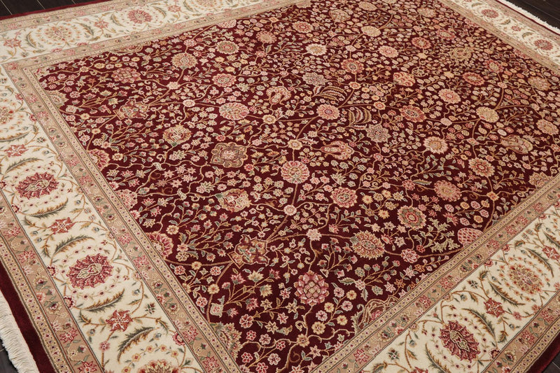 8'2" x 10'8" Hand Knotted Wool Sino Parsian 200 KPSI Oriental Area Rug Burgundy