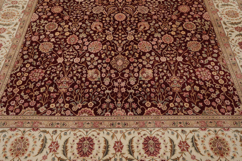 8'2" x 10'8" Hand Knotted Wool Sino Parsian 200 KPSI Oriental Area Rug Burgundy