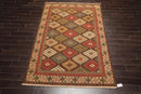 5'10 x 9' Hand Knotted 100% Wool Reversible Flat Pile Area Rug Beige