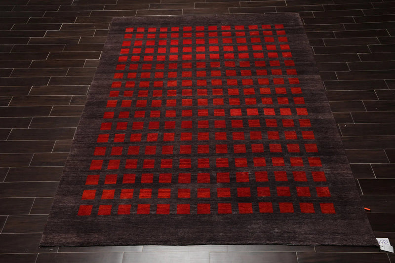 8x10 Gray Hand Knotted Hand Made 100% Wool Graphic Modern & Contemporary Oriental Area Rug