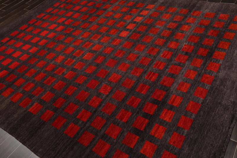 8x10 Gray Hand Knotted Hand Made 100% Wool Graphic Modern & Contemporary Oriental Area Rug