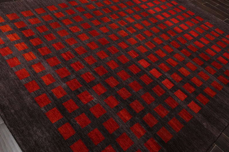 8x10 Gray Hand Knotted Hand Made 100% Wool Graphic Modern & Contemporary Oriental Area Rug