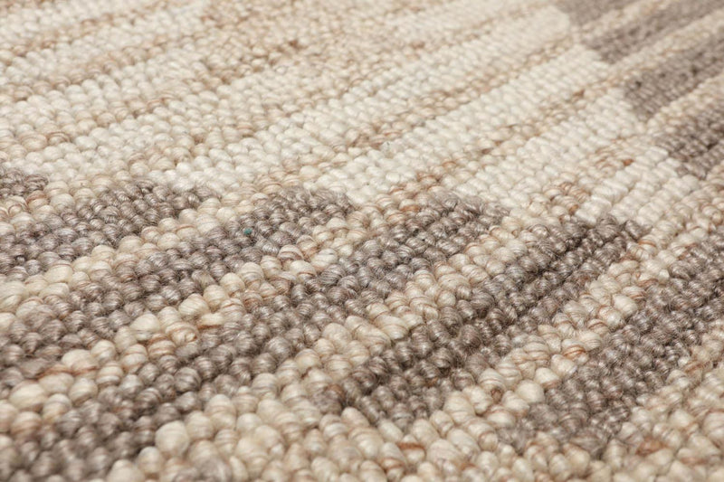 5'4" x 7'6" Handmade Geometric print Wool Loop Pile Area Rug Contemporary Beige