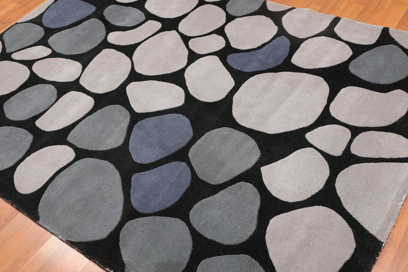 5'4" x 7'8" Handmade 100% Wool Traditional Oriental Area Rug Contemporary Black