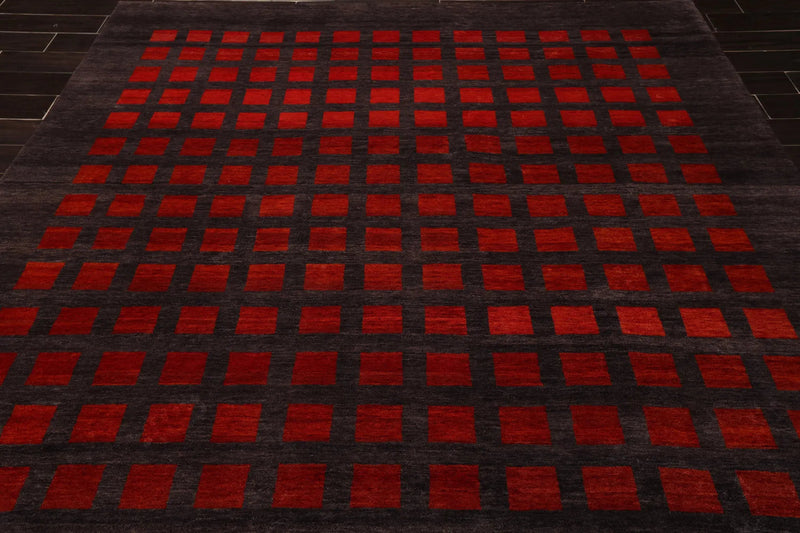 8x10 Gray Hand Knotted Hand Made 100% Wool Graphic Modern & Contemporary Oriental Area Rug