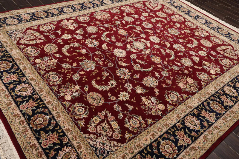 8' x 9'9'' Hand Knotted Wool & Silk Pakpersian 16/18 300KPSI Area Rug Burgundy