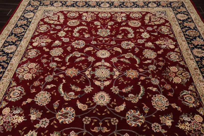 8' x 9'9'' Hand Knotted Wool & Silk Pakpersian 16/18 300KPSI Area Rug Burgundy