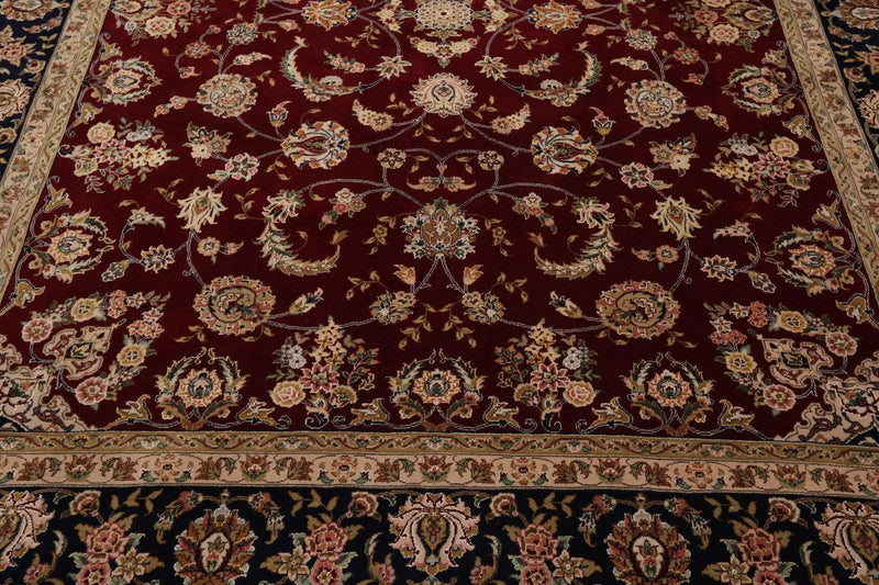 8' x 9'9'' Hand Knotted Wool & Silk Pakpersian 16/18 300KPSI Area Rug Burgundy