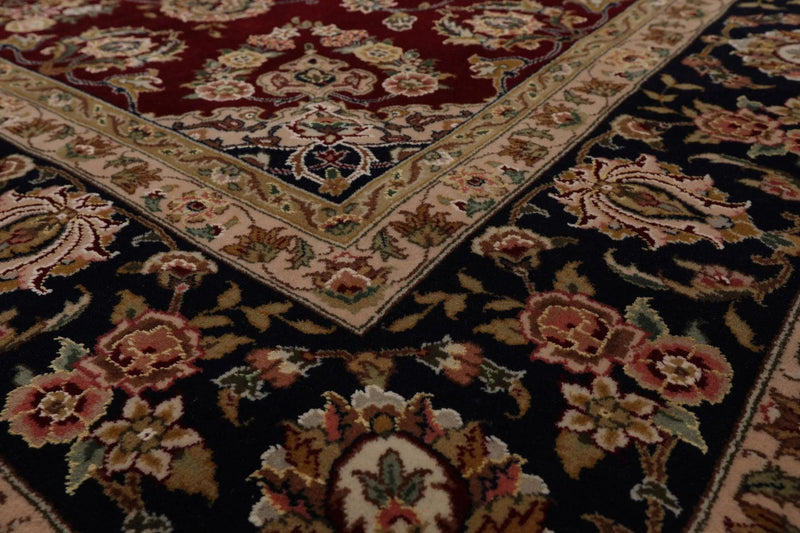 8' x 9'9'' Hand Knotted Wool & Silk Pakpersian 16/18 300KPSI Area Rug Burgundy