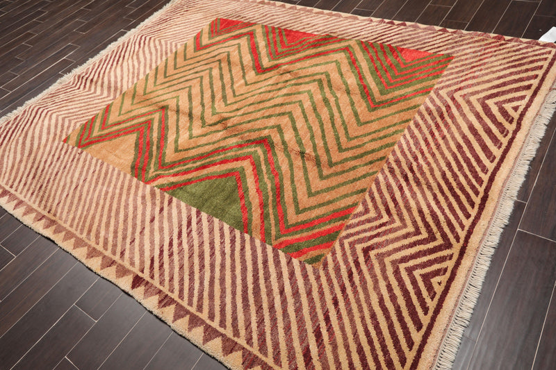 7'2" x 8'9" Rare Hand Knotted Plush Pile Authentic Turkish Yatch Area Rug Beige