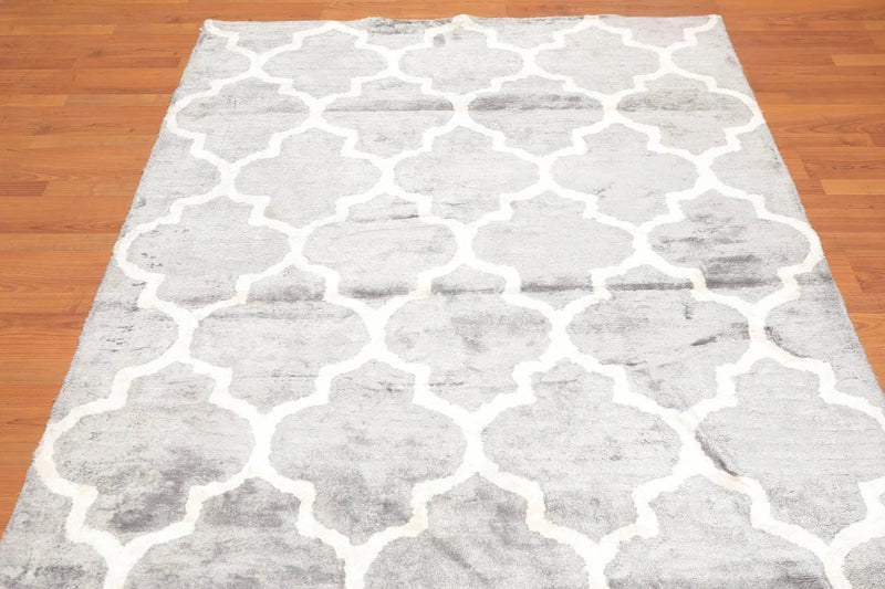 5' x 8' Handmade Bamboo Silk Traditional Oriental Area Rug Contemporary Gray