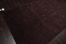 5' x 8' Tibetan Solid Hand Loomed Wool Oriental Area Rug Tone on Tone Chocolate