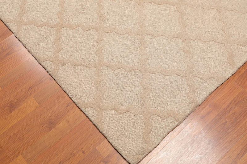 5'4" x 7'6" Handmade 100% Wool Loop & Cut Pile Area Rug Contemporary Beige