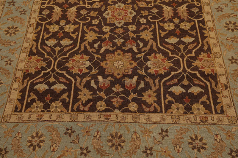 6' x 8'10" Hand Knotted 100% Wool Reversible Flat Pile Area Rug Brown