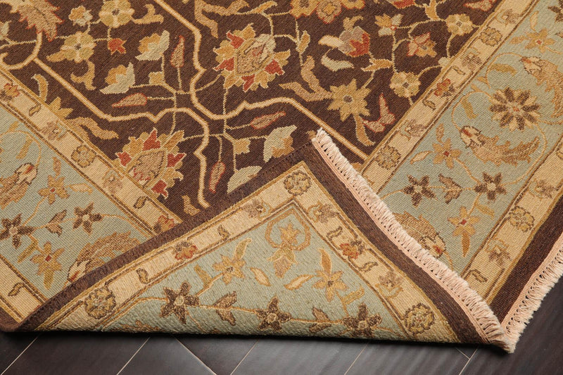 6' x 8'10" Hand Knotted 100% Wool Reversible Flat Pile Area Rug Brown