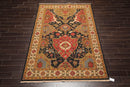 5'11" x 9' Hand Knotted 100% Wool Reversible Flat Pile Area Rug Navy