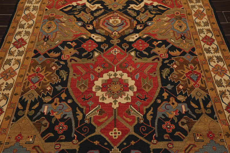 5'11" x 9' Hand Knotted 100% Wool Reversible Flat Pile Area Rug Navy