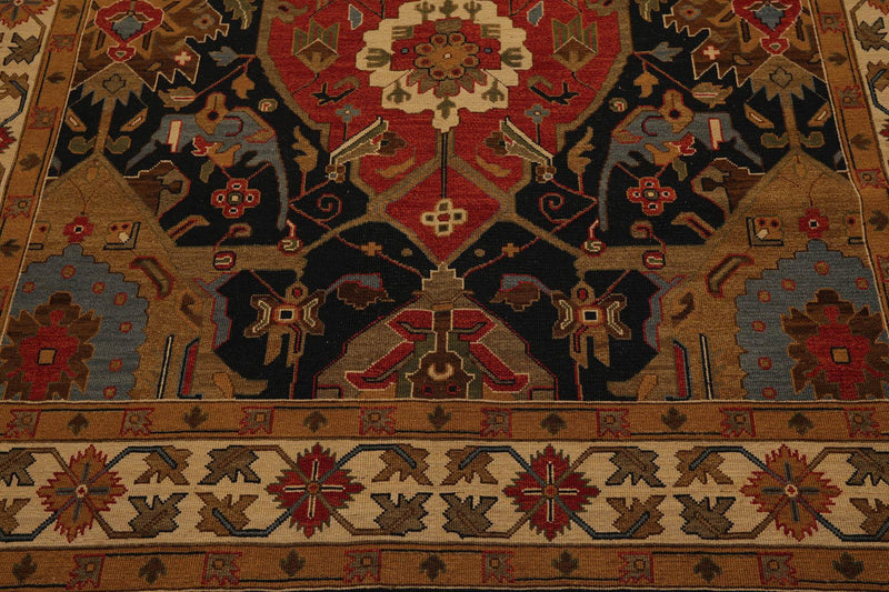 5'11" x 9' Hand Knotted 100% Wool Reversible Flat Pile Area Rug Navy