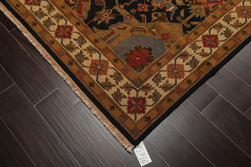 5'11" x 9' Hand Knotted 100% Wool Reversible Flat Pile Area Rug Navy