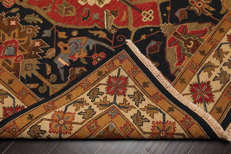 5'11" x 9' Hand Knotted 100% Wool Reversible Flat Pile Area Rug Navy