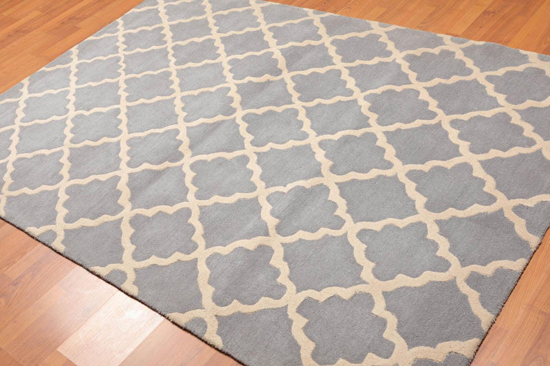 5'4" x 7'6" Handmade 100% Wool Traditional Oriental Area Rug Contemporary Gray