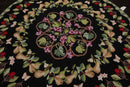 8' x 8' Round Hand Hooked 100% Wool Traditional Oriental Area Rug Black
