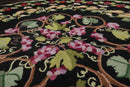 8' x 8' Round Hand Hooked 100% Wool Traditional Oriental Area Rug Black