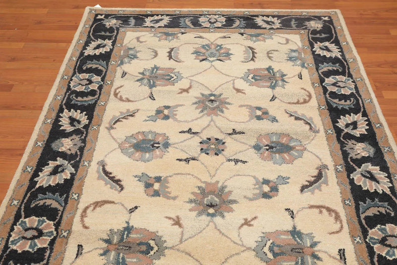 5' x 8' Handmade 100% Wool Traditional Oriental Area Rug Traditional Ivory