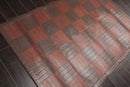 4'4"x6'3" Designer Handmade Leather Modern Flatweave Area Rug Brown