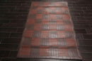 4'4"x6'3" Designer Handmade Leather Modern Flatweave Area Rug Brown