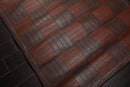 4'4"x6'3" Designer Handmade Leather Modern Flatweave Area Rug Brown