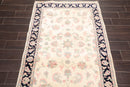 4'1" x 6' Hand Knotted Wool Plush Pile Traditional Oriental Area Rug Cream