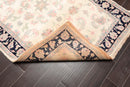 4'1" x 6' Hand Knotted Wool Plush Pile Traditional Oriental Area Rug Cream
