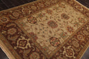 5'10" x 9' Hand Knotted 100% Wool Reversible Flat Pile Area Rug Tan