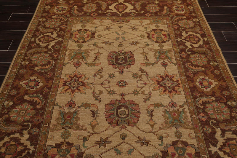 5'10" x 9' Hand Knotted 100% Wool Reversible Flat Pile Area Rug Tan