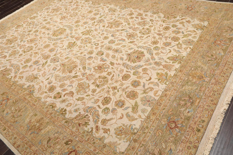 8'10" x 11'10" Hand Knotted 100% Wool Agra Traditional Area Rug Beige Brown