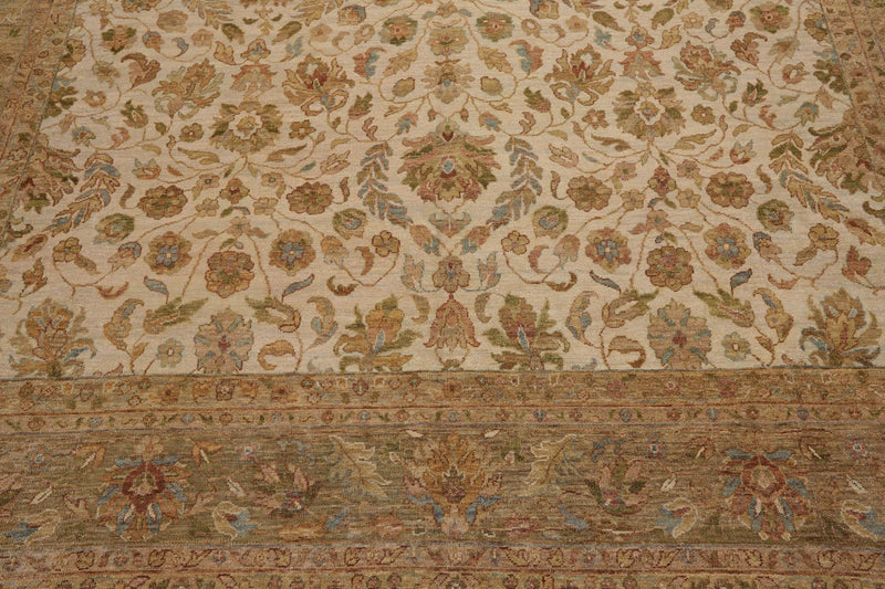 8'10" x 11'10" Hand Knotted 100% Wool Agra Traditional Area Rug Beige Brown