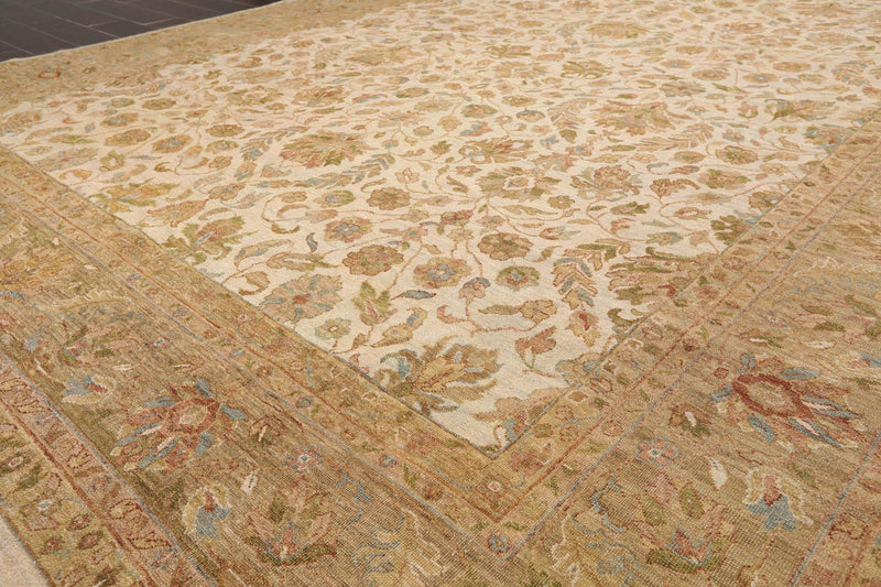 8'10" x 11'10" Hand Knotted 100% Wool Agra Traditional Area Rug Beige Brown