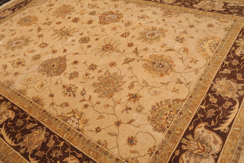8'10"x 11'10" Hand Knotted 100% Wool Agra Traditional Oriental Area Rug Tan