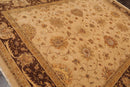 8'10"x 11'10" Hand Knotted 100% Wool Agra Traditional Oriental Area Rug Tan