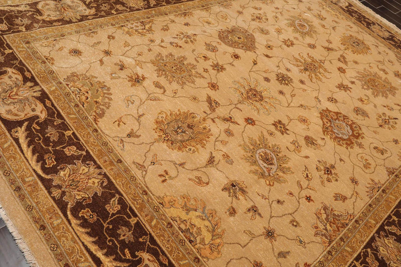 8'10"x 11'10" Hand Knotted 100% Wool Agra Traditional Oriental Area Rug Tan